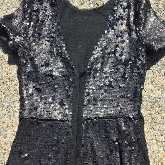 BCBGMAXAZRIA BETTY Elegant Black Sequin Dress - Picture 7 of 10